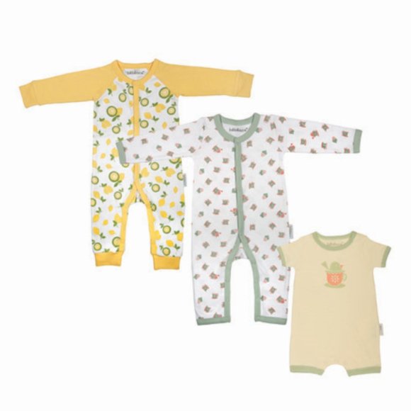 3-Pack - Organic Baby Jumpsuits, and Short Romper - Picture 1 of 5